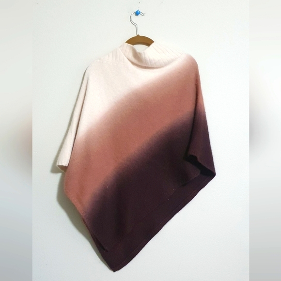 Bebe Angora Ombre Poncho One Size  Multi-Wear Embellished Logo Cape - Picture 2 of 3